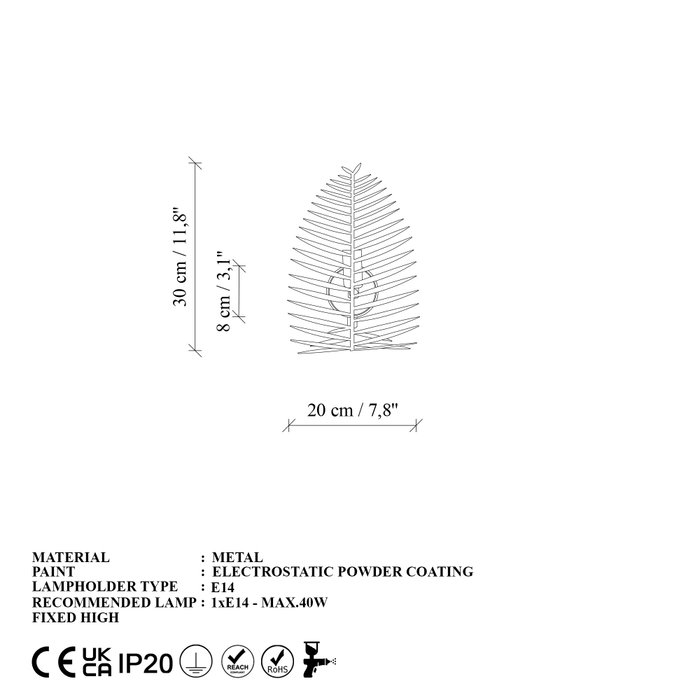 Opviq Leaf - 15321 Lámpara de Pared de Metal Negra
